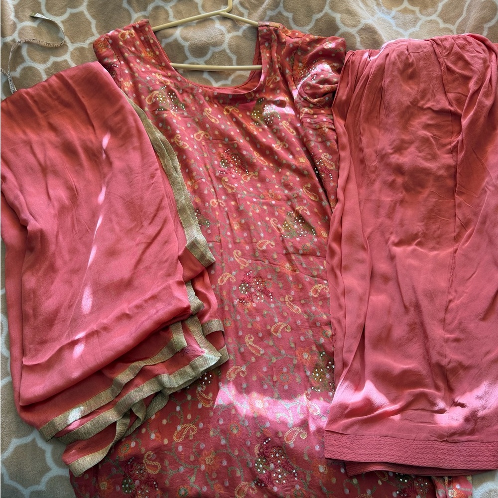 Pink and Gold Salwar kameez and dupatta